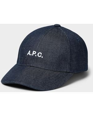 A.P.C. Charlie Indigo Denim Cap - Blue