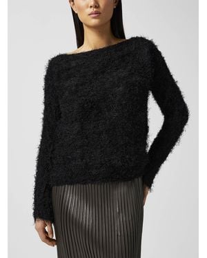 Issey Miyake Shifted Fuzzy Pleats Sweater - Black