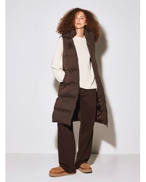 Twik Sleeveless Long Puffer Jacket - Brown