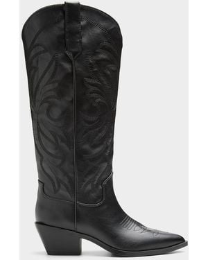 Steve Madden Decorative Topstitching Cowboy Boot - Black
