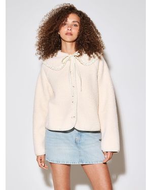 Twik Peter Pan Collar Fleece Jacket - White