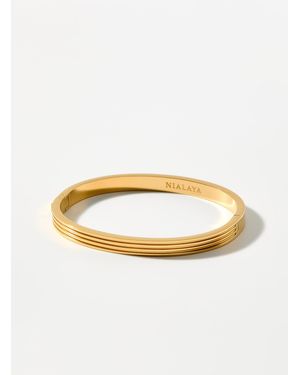 Nialaya Etched Lines Gold Ring - Multicolour