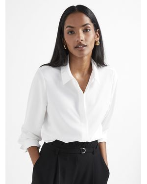 Contemporaine Silky Hidden Placket Shirt - White