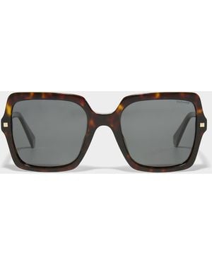 Polaroid Marbled Polarized Square Sunglasses - Grey