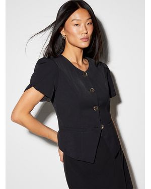 Icône Golden Buttons Ruffled Vest - Black