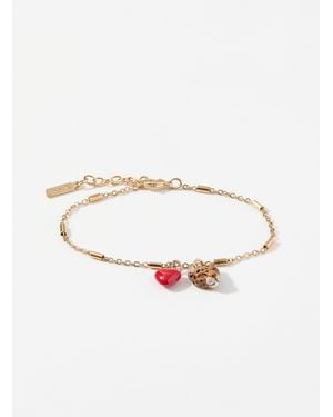NACHE Leopard And Heart Chain Bracelet - White