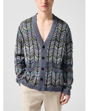 Missoni Colourful Chevrons Cardigan With Pockets - Grey