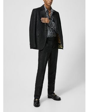 Versace Leopard Print Jacquard Pant - Black