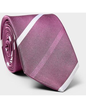 Olymp Contrast Stripe Skinny Tie - Pink