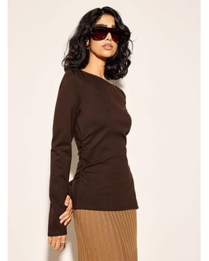 Icône Gathered Waist Asymmetrical Interlock T - Brown