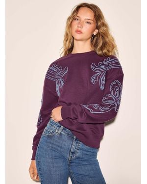 Icône Embossed Flowers Sweatshirt - Purple