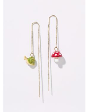 Nach Mushroom And Snail Earrings - White