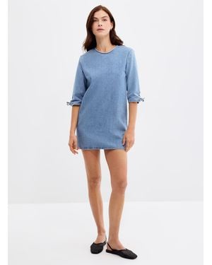 Sessun Tizzano Laced Sleeves Denim Dress - Blue