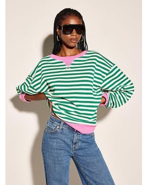 Icône Contrasting Trim Striped T - Blue