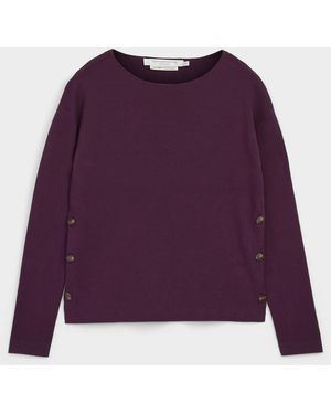 Contemporaine Boatneck Structured Sweater - Purple
