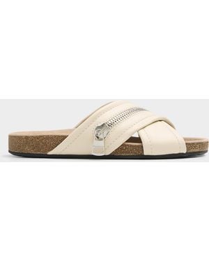 JW Anderson Decorative Zipper Slide Sandals Women - Natural