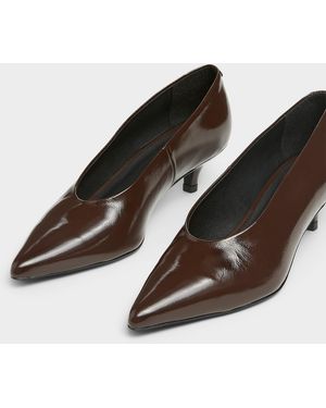 Simon's Patent Leather Kitten Heel Pumps Made In Portugal Women - Brown