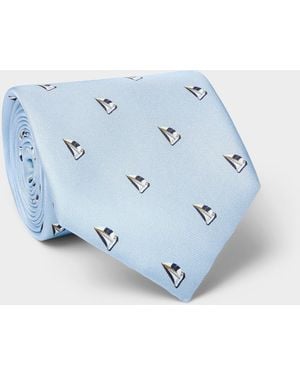 SELECTED Sailboat Skinny Tie - Blue