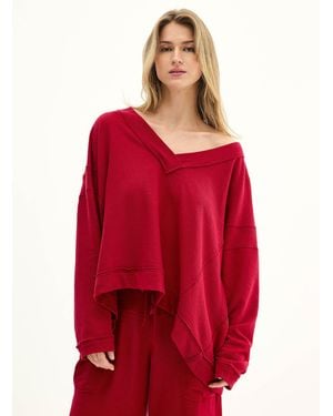Free People Red Terry Lounge Sweater