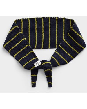 Mads Nørgaard Striped Wool Narrow Scarf - Black