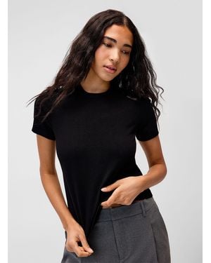 Twik Short Sleeves Flowy Knit Sweater - Black
