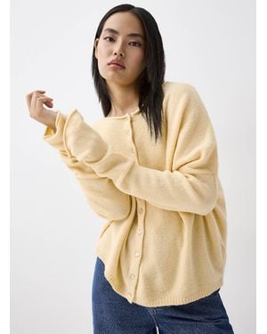 Twik Rolled Edging Cardigan - Natural