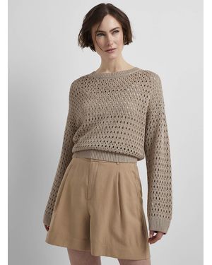 Contemporaine Lightweight Twill Pleated Short - Natural