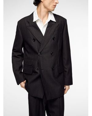 Ami Paris Pinstriped Virgin Wool Double - Black