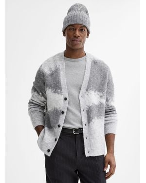Jack & Jones Gradient Grey Fuzzy Jacquard Cardigan