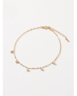 Simon's Crystal Charm Ankle Chain - Natural