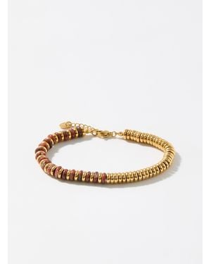 Simon's Natural Stone And Disc Bracelet - White