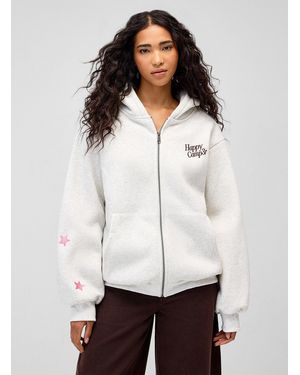 The Happy Camp3r Chocolate Cookie Zipped Hoodie - White