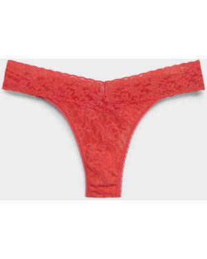 Hanky Panky Solid Pure Lace Thong Nylon Christmas Collection - Red