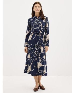 Y.A.S Belted Midnight Flowers Shirtdress - Blue