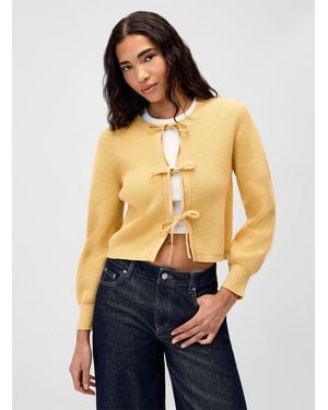 Twik Three Bows Ribbed Cardigan - Blue