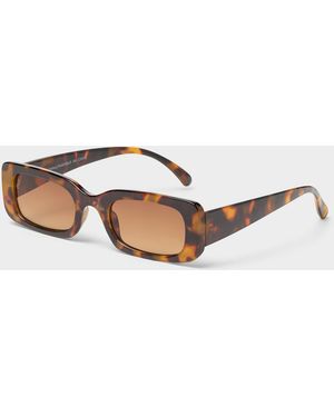 Simon's Jupiter Narrow Rectangular Sunglasses - White