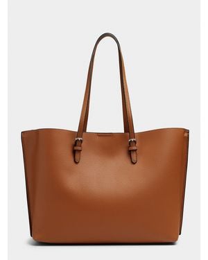 Simon's Large Minimalist Work Tote Bag With Suitcase Loop - Brown
