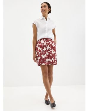 Contemporaine Ruby Garden Pure Linen Skort - Red