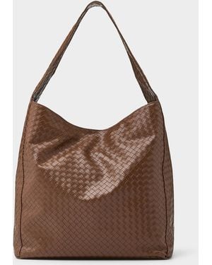 Simon's Basketweave Hobo Bag - Brown