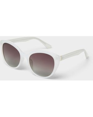 Simon's Kate Polarized Round Cat - White