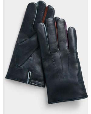 Paul Smith Concertina Navy Leather Gloves - Blue