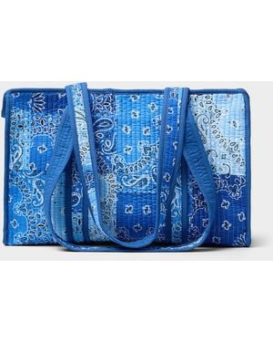 Simon's Paisley Patchwork Quilted Tote Bag - Blue