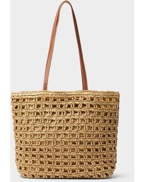 Simon's Crocheted Straw Tote Bag - Natural