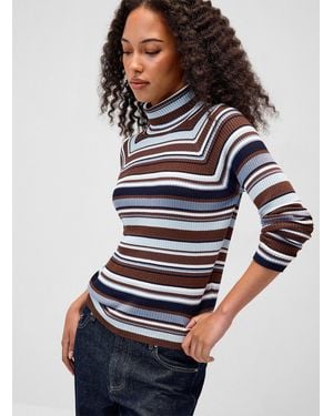 Twik Assorted Stripes Turtleneck Sweater - Blue