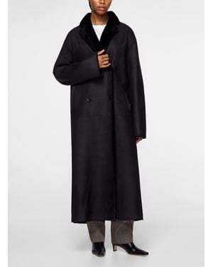 Hiso Danielle Shearling Reversible Leather Coat - Blue