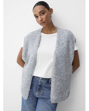 B.Young Touch Of Wool Sleeveless Fuzzy Cardigan - White