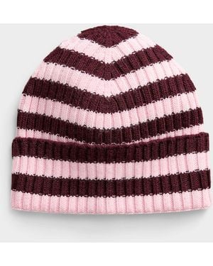Simon's Striped Cuffed Tuque Exclusive Collection From Italy - Red