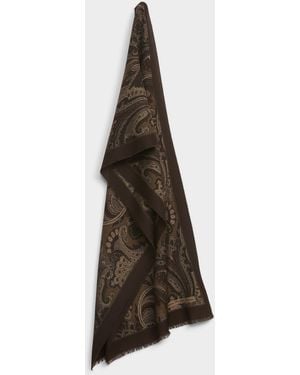 Ralph Lauren Autumn Paisley 100% Wool Lightweight Scarf - Brown
