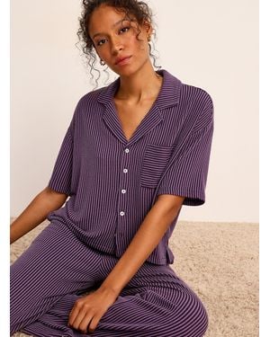 Miiyu Graphic Stripes Shirt - Purple