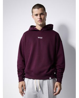 Woc Textured Logo Hooded Sweatshirt - Purple